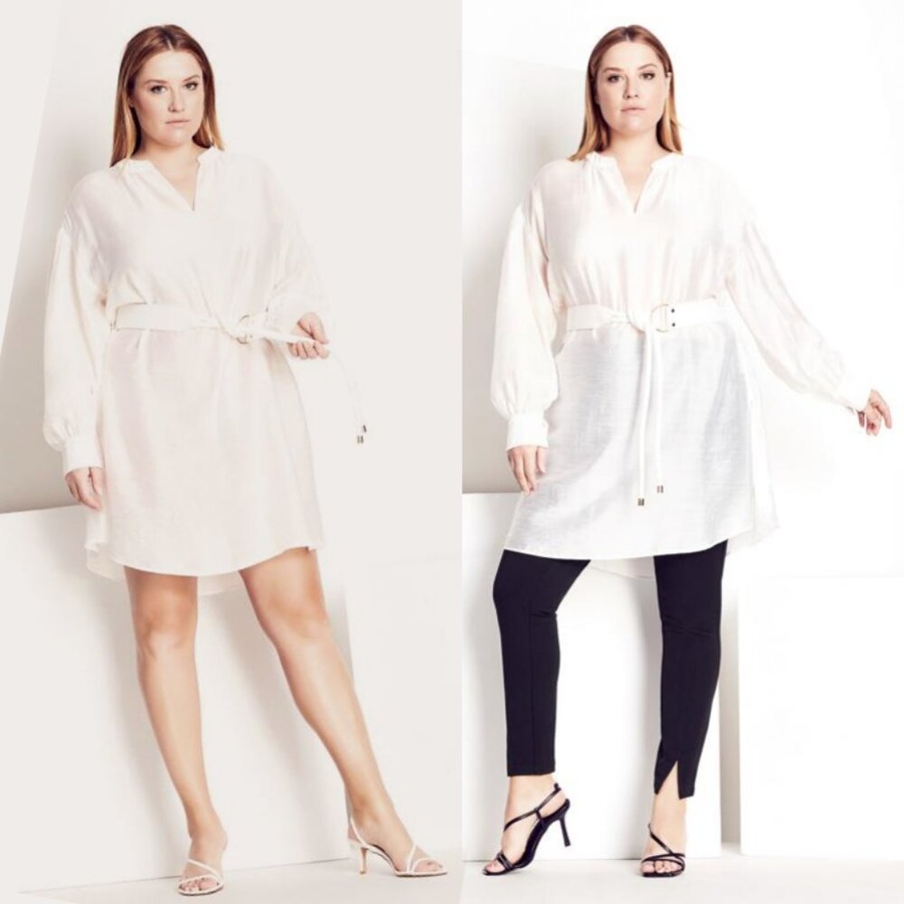 NWT City Chic REFINITY Ivory White Sienna Sleeve Tunic Dress 20